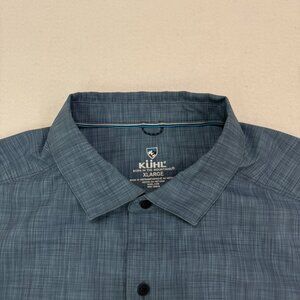 Kuhl Shirt Mens XL Persuadr Short Sleeve Button Up Lightweight Blue UPF Hiking